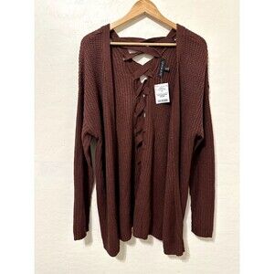 Derek Heart Womans Knit Open Front‎ Cardigan Size 2X Boho Minimal Preppy Office